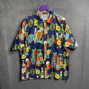 MONZINI COLLECTION Hawaiian All Over Print Button-Up Shirt Size XL Short Sleeve